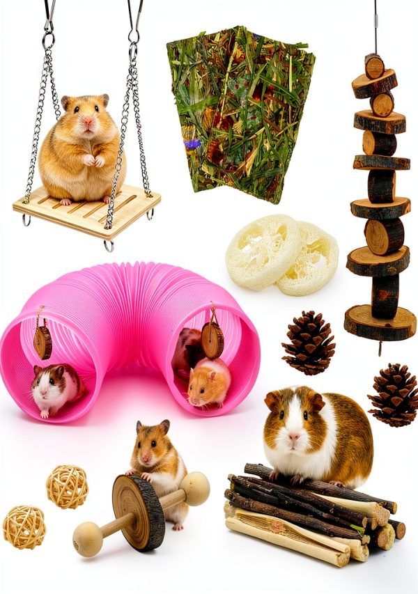Matafat Small Animal Toys Natural Chew Tunnels Set-0