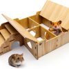 Hamiledyi Wooden Hamster Hideout Multi Chamber Flip Top-0