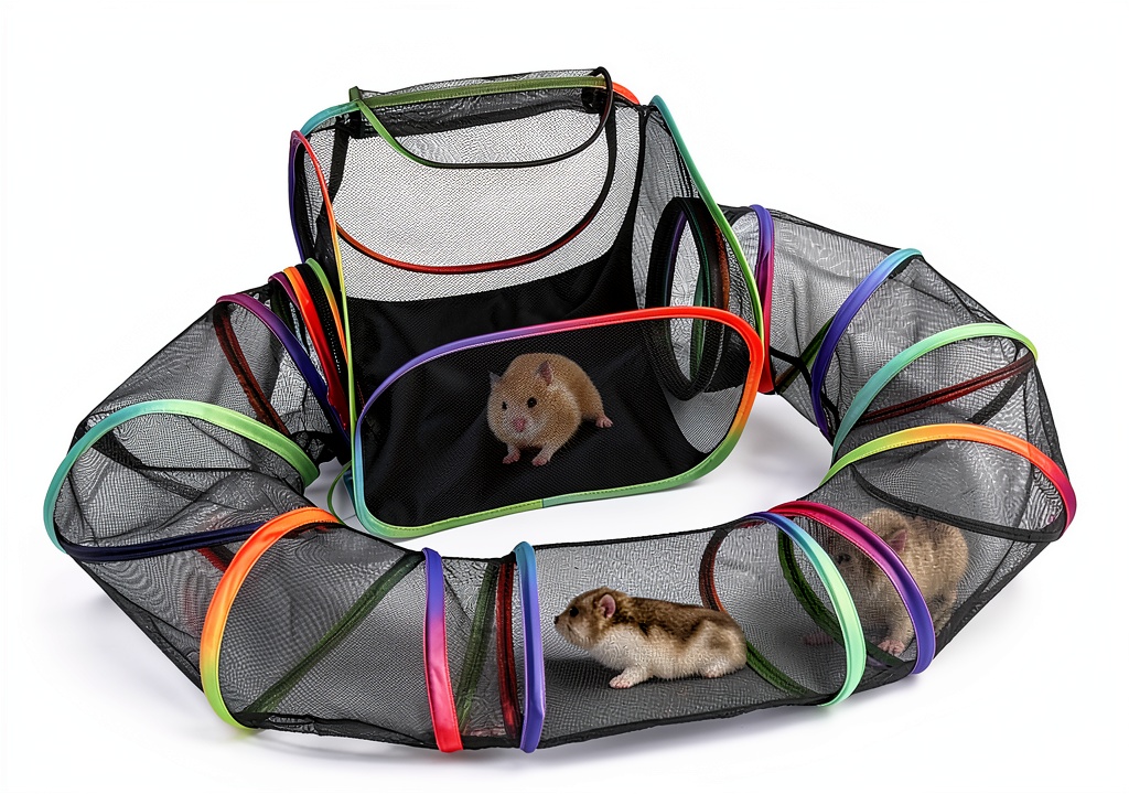 'TIKIWIK Guinea Pig Playpen set up with tunnel in a living room'