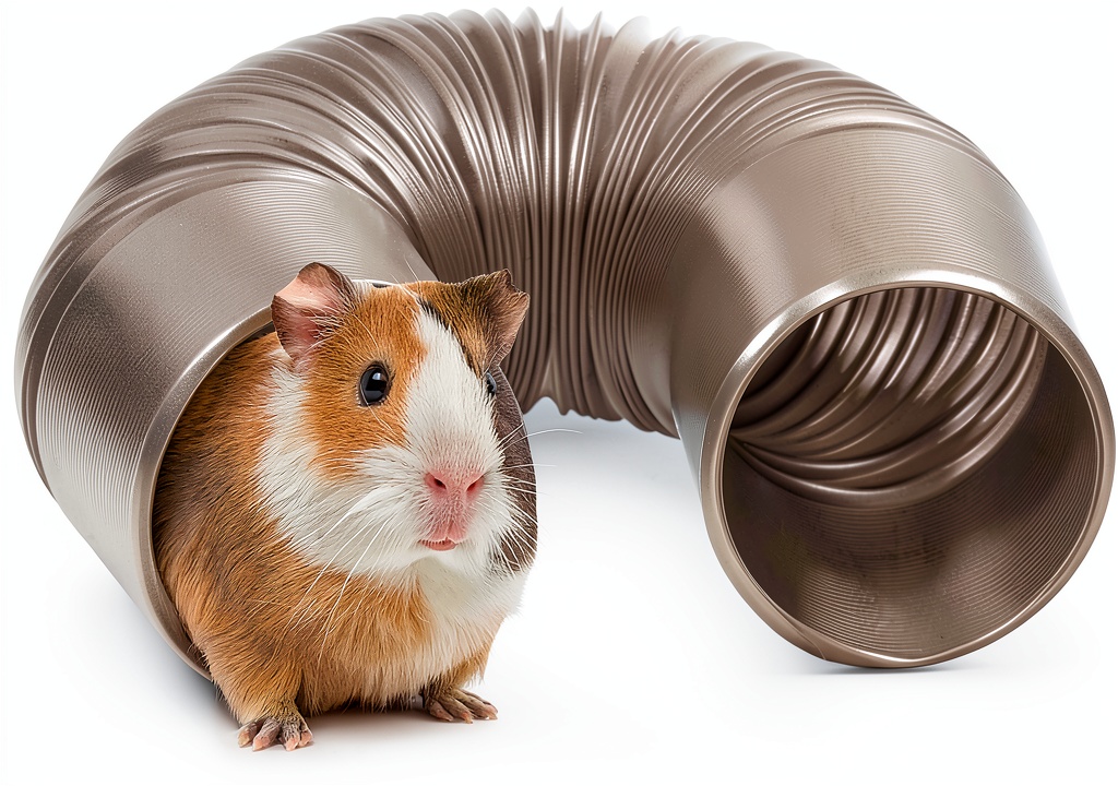 Small animal tunnel with guinea pig playing inside