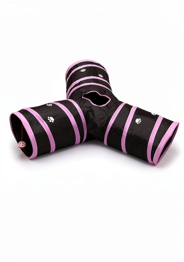 Feesok Cat Tunnel 3 Way Pink Pet Toy for Small Animals-2
