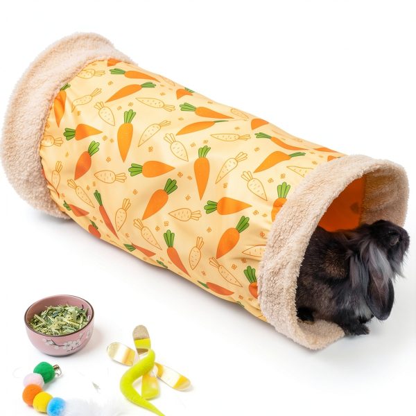 ORZECHKO Rabbit Tunnel Oxford Fleece Small Animal Hideaway-5