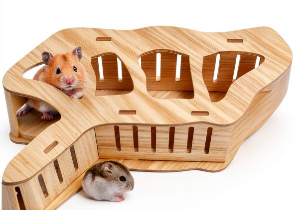 AccEncyc Hamster Hideout Wooden Climbing Tunnel Small Pet-4
