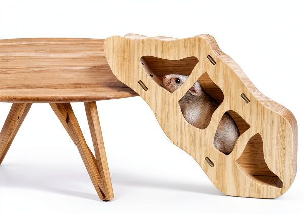 AccEncyc Hamster Hideout Wooden Climbing Tunnel Small Pet-3