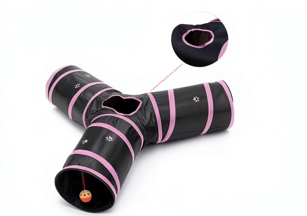 Feesok Cat Tunnel 3 Way Pink Pet Toy for Small Animals-1