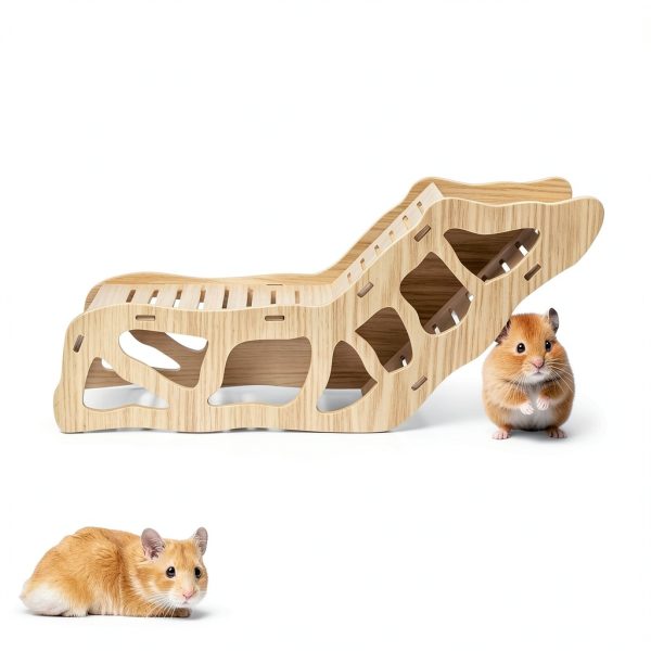 AccEncyc Hamster Hideout Wooden Climbing Tunnel Small Pet-1