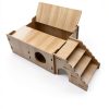 Hamiledyi Wooden Hamster Hideout Multi Chamber Flip Top-5
