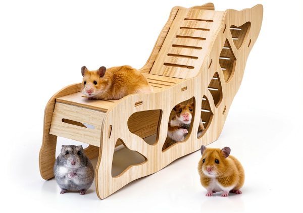 AccEncyc Hamster Hideout Wooden Climbing Tunnel Small Pet-0