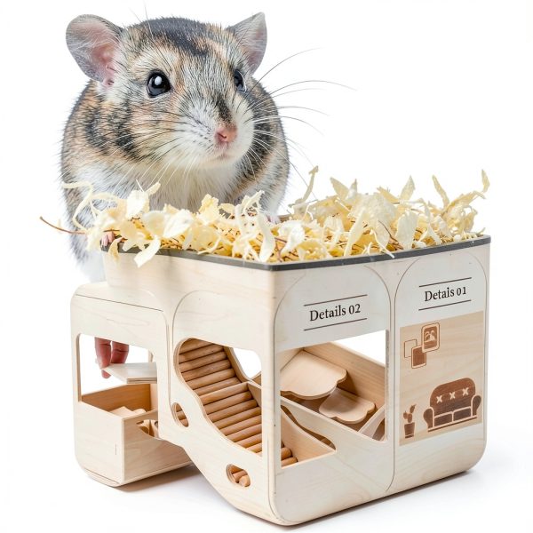 Seenelling Wooden Hamster Hideout Tunnel Natural Safe Small-3