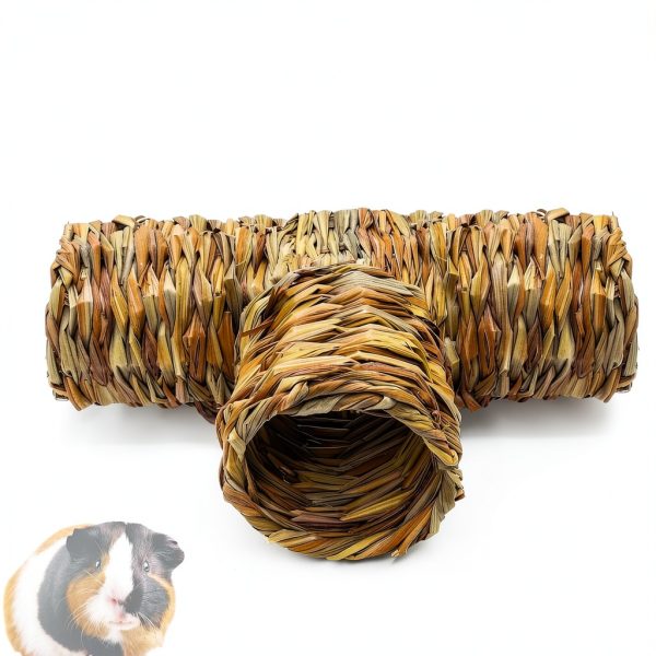BWOGUE Natural Grass Pet Tunnel for Small Animals Play-1
