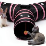 Feesok Cat Tunnel 3 Way Pink Pet Toy for Small Animals-0