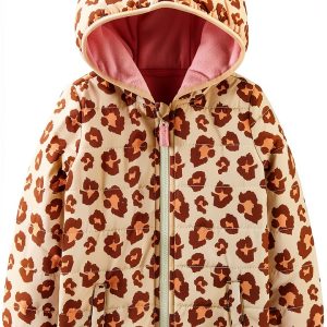 Carter's Baby Girl Jacket Beige Pink Leopard Warm-0