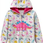 DDSOL Girls Cotton Hoodie Heart Design Zip Up-0