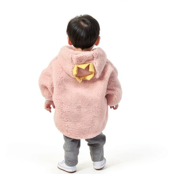 CozyKids Kids Hooded Winter Cape Soft Faux Fur Lining Blue Dinosaur-4