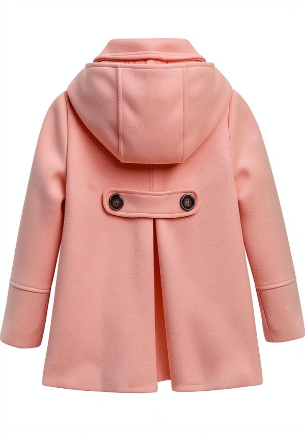 Girls Wool Coat KidStyle Soft Wool Polyester with Hood and Pockets-2