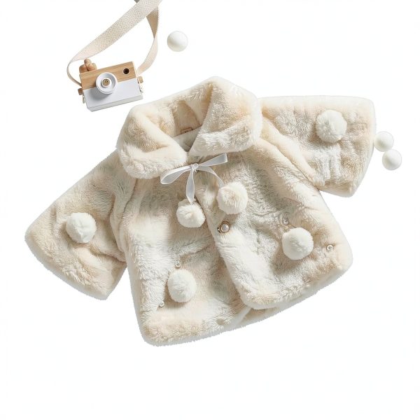 LXXIASHI Baby Girl Winter Fur Coat Pearl Lapel Jacket 0-6M to 2-4T-5