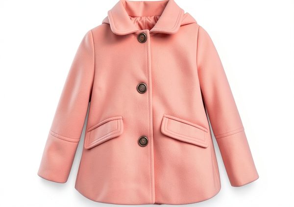 Girls Wool Coat KidStyle Soft Wool Polyester with Hood and Pockets-1