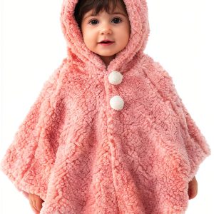CozyKids Kids Hooded Winter Cape Soft Faux Fur Lining Blue Dinosaur-0