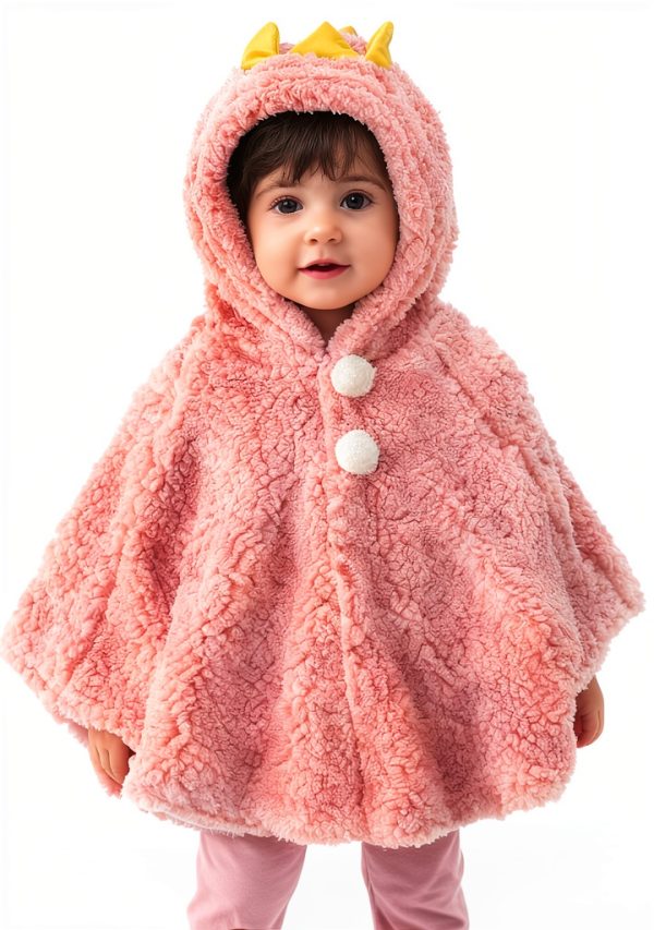 CozyKids Kids Hooded Winter Cape Soft Faux Fur Lining Blue Dinosaur-0