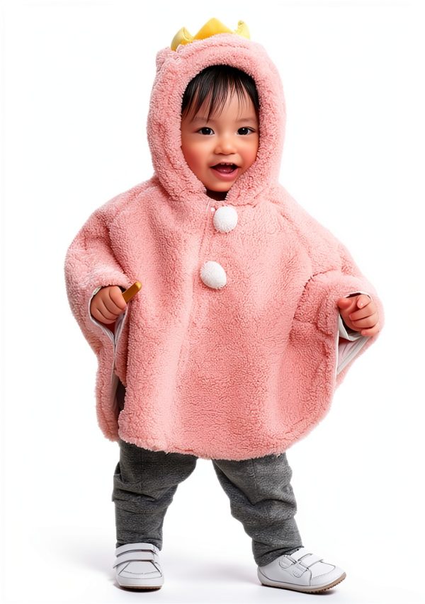 CozyKids Kids Hooded Winter Cape Soft Faux Fur Lining Blue Dinosaur-2