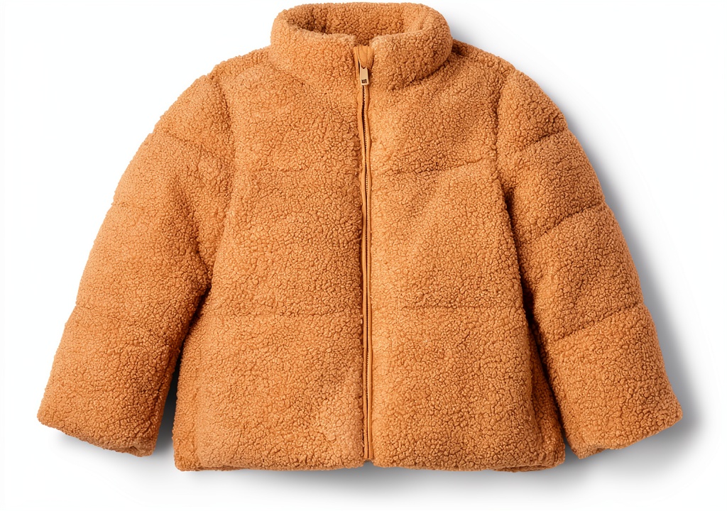 Installing Girls Sherpa Jacket Amazon Essentials Sofia Grainge Sherpa 2T Ivory on a wooden desk