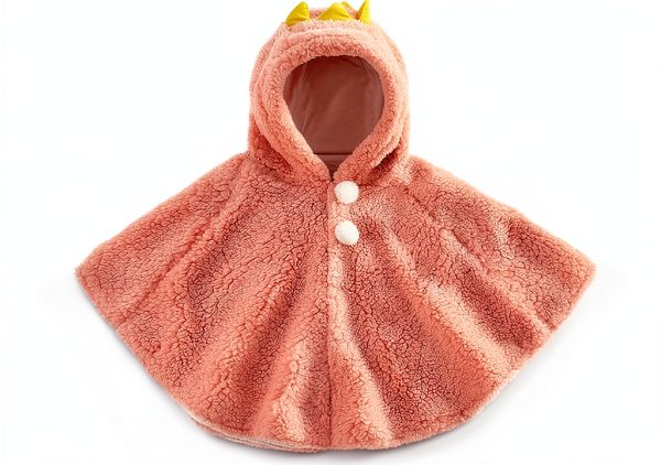 CozyKids Kids Hooded Winter Cape Soft Faux Fur Lining Blue Dinosaur-1