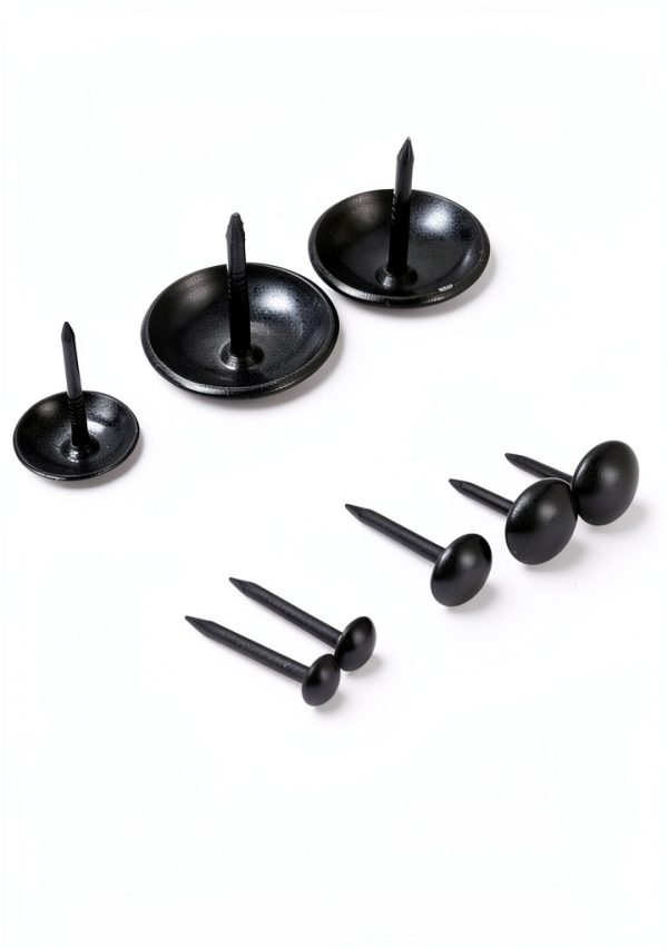 dophee 100Pcs Black Upholstery Nails Tacks Round Head Metal 5x17mm-6