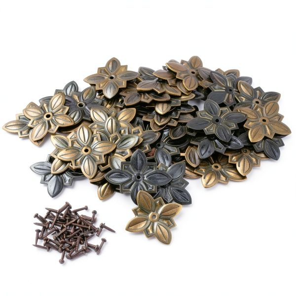 dophee 50Pcs 1.18''x1.06'' Vintage Upholstery Nails Jewelry Box Sofa Furniture Door DIY Decorative Tack Stud-2