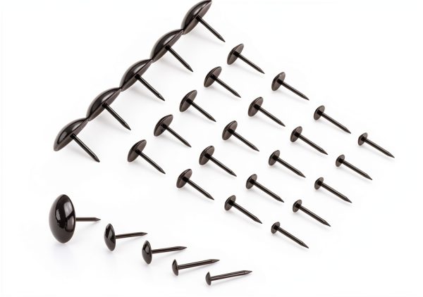 dophee 100Pcs Black Upholstery Nails Tacks Round Head Metal 5x17mm-5