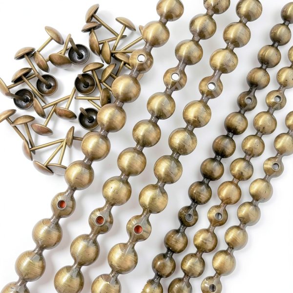 Brass Upholstery Tacks Strips 10m D9.5mm by Let's Decorate Brass Trim-1