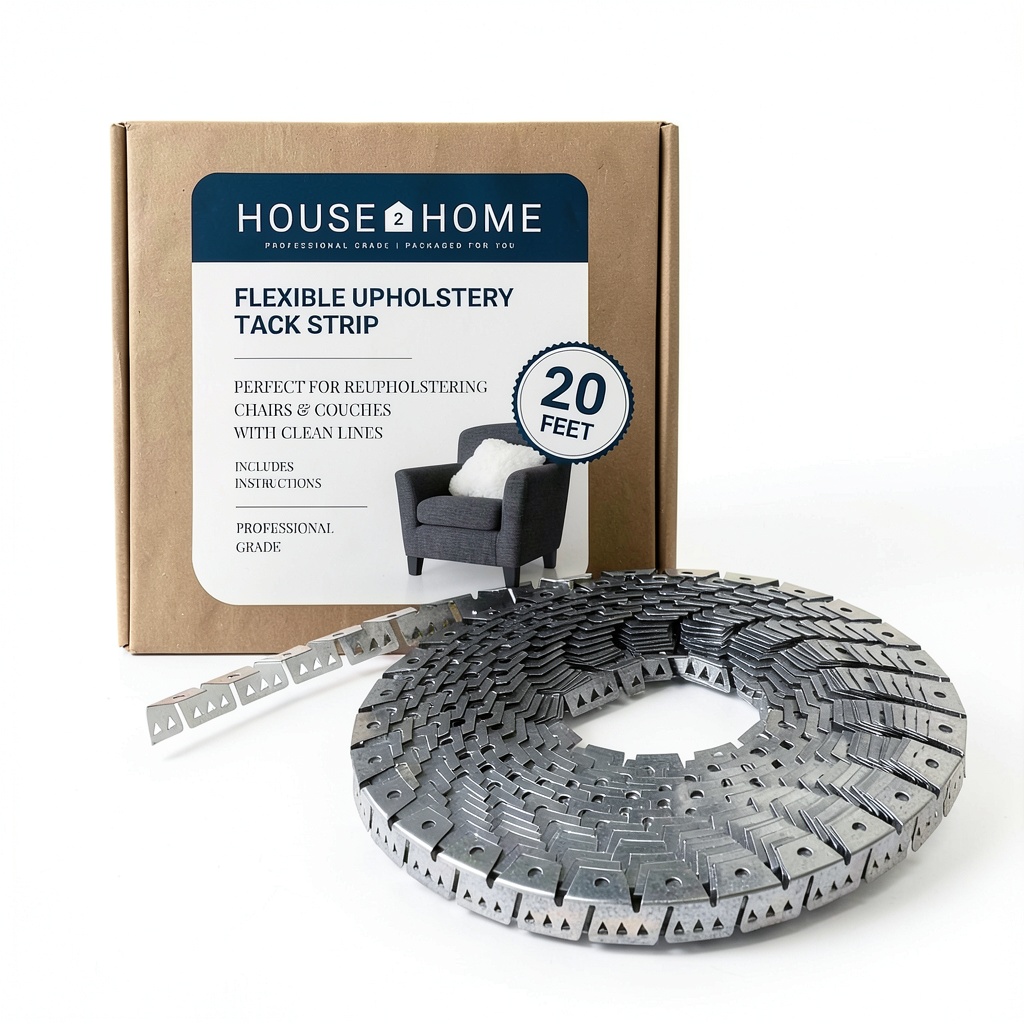Installing Upholstery Metal Flexible Tack Strip House2Home 20ft Curve Grip on a wooden frame