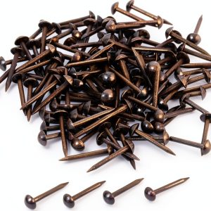 dophee 100Pcs Black Upholstery Nails Tacks Round Head Metal 5x17mm-0
