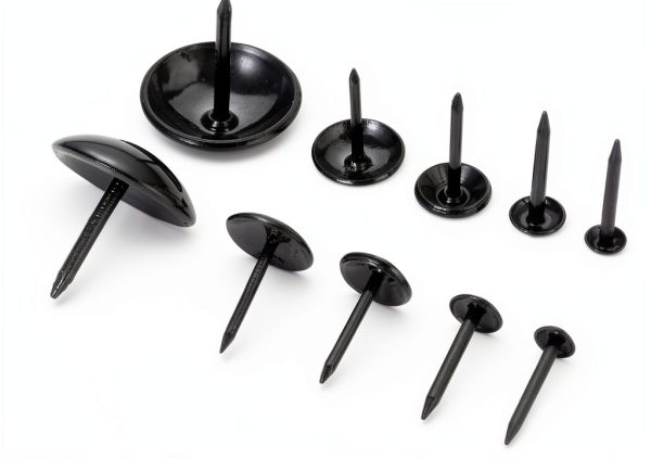 dophee 100Pcs Black Upholstery Nails Tacks Round Head Metal 5x17mm-4