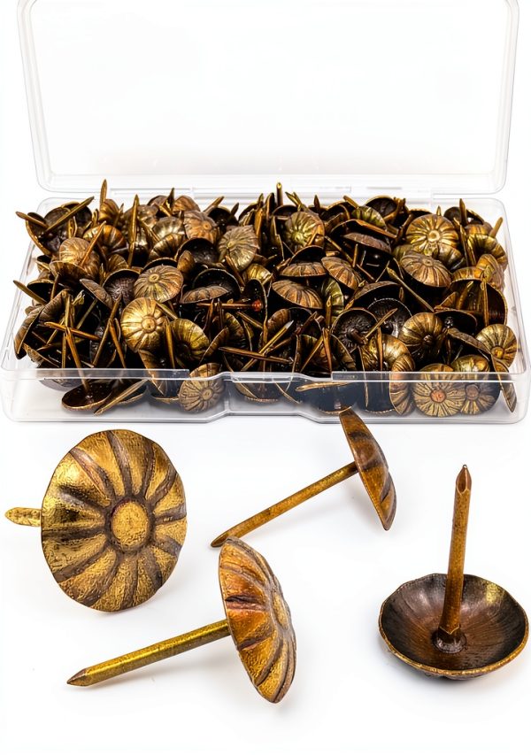 Antique Upholstery Tacks GAQWOK Brass Decorative Nails 200 Piece Set-0